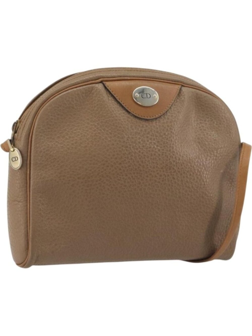 Christian Dior Shoulder Bag Leather Beige Gold